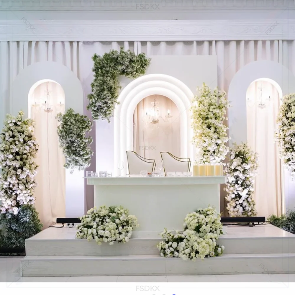 2025 Customized Professional PVC Backdrop White 3D Ripple Wedding Backdrops With Led Light for Wedding Decor