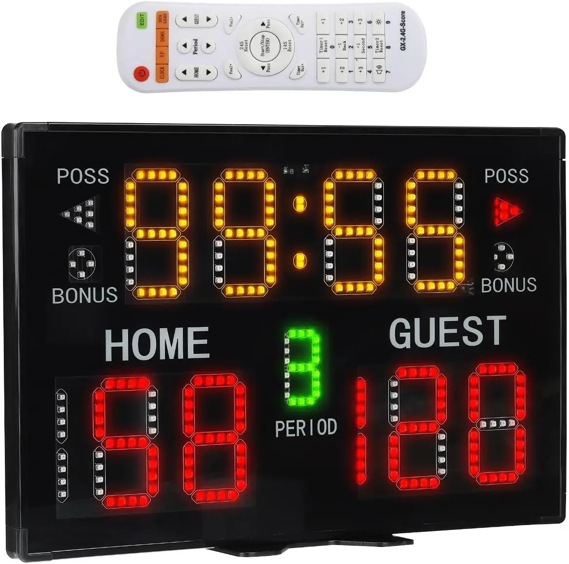 Papan Skor basket elektronik, papan skor digital profesional dengan remote kontrol terpasang di dinding papan skor game LED besar