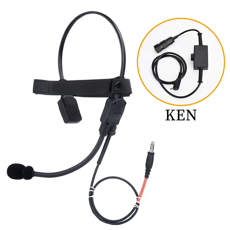 WADSN MH180-V Tactical Bone Conduction Earphone Military Communication Headset for Airsoft 7.0mm Plug Kenwood PTT Radio Walkie T