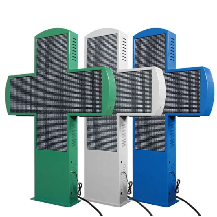 Outdoor P6 P8 P10 LED Display Sign Wireless WIFI APP 4G Control Green Pharmacy Cross LED Screen Display Outdoor LED Sign