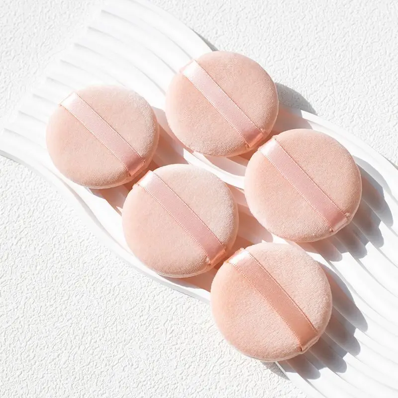 Pure Cotton Round Velour Powder Puff Fluffy Flawless Finish Setting Puff for Loose Powder Soft & Gentle on Skin Makeup Tools