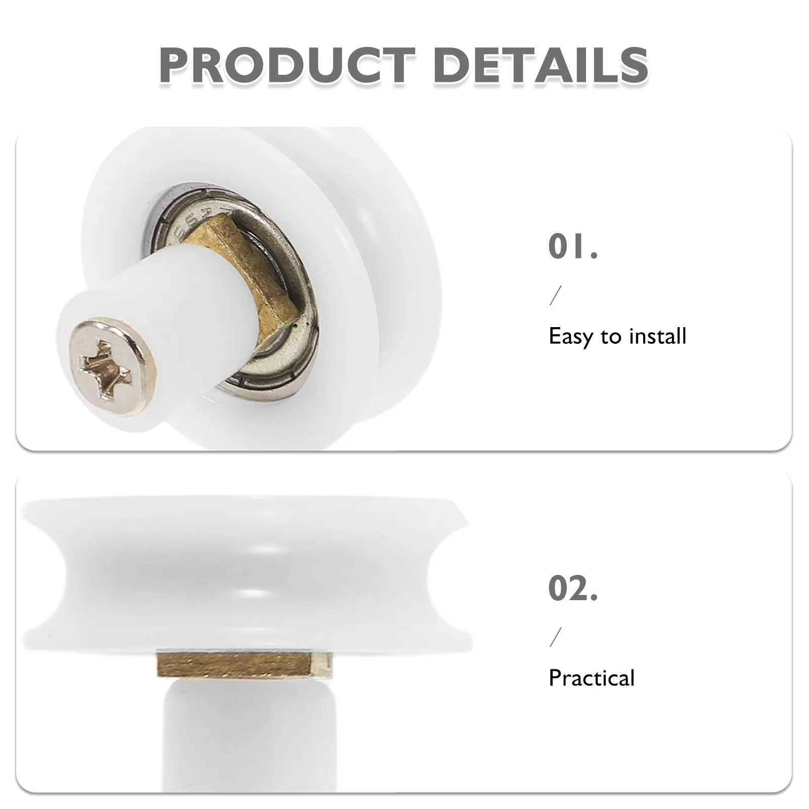4Pcs Shower Door Rollers Wheels Replacement Set High Hardness Waterproof Sliding Glass Door Pulleys for Bathroom Shower Room