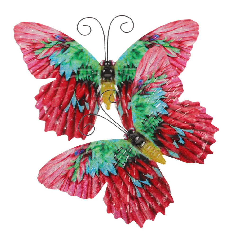 

2 Pcs Wrought Iron Butterfly Wall Hanging Decor Butterflies Decors Metal Decorations