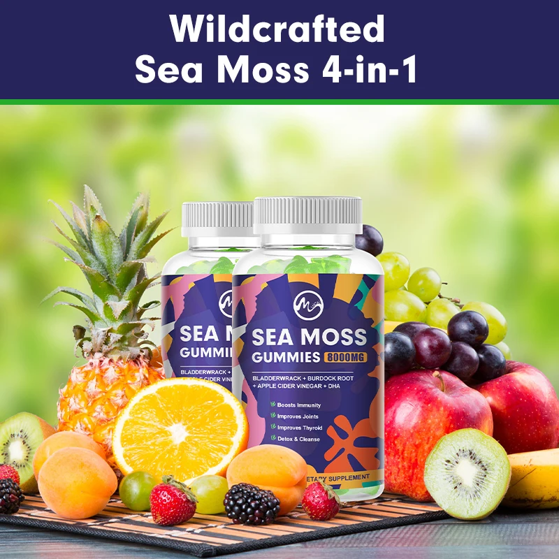 Sea Moss Gummies Improve Immunity Supports Thyroid Health Anti-Aging Antioxidant Detox Beauty Health Non-Gmo