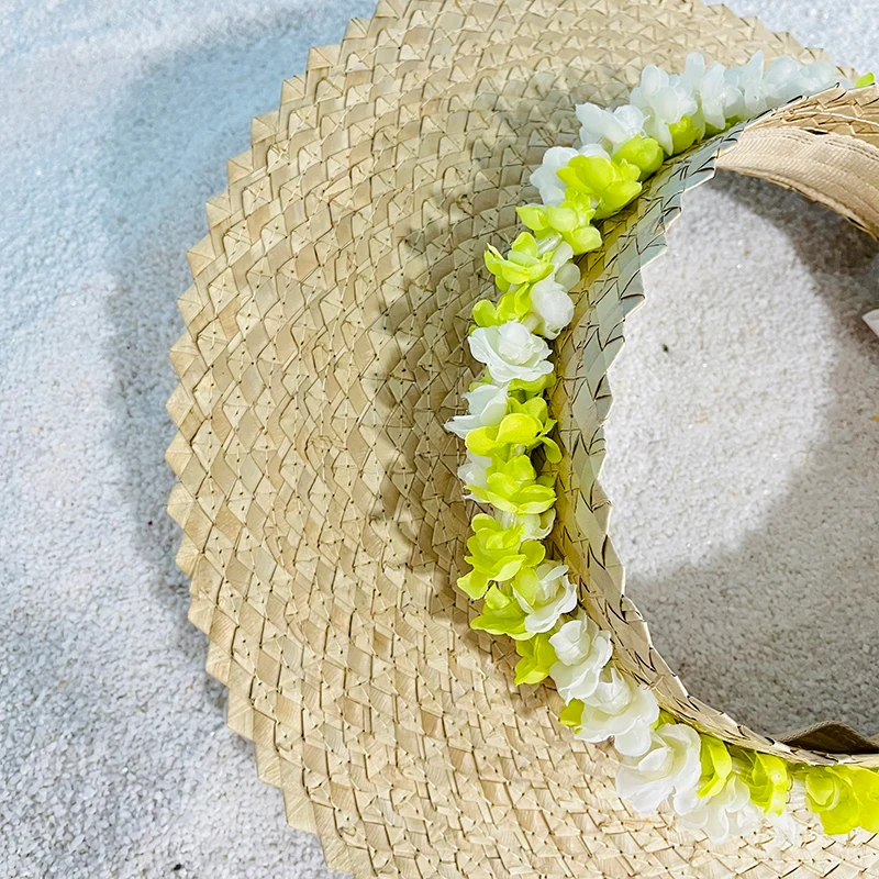 2025 New Fashion Straw Hat Sun Hat Summer Beach Crownless Straw Sun Hat for Women Papale Lauhala Straw Hats Hawaii Visors