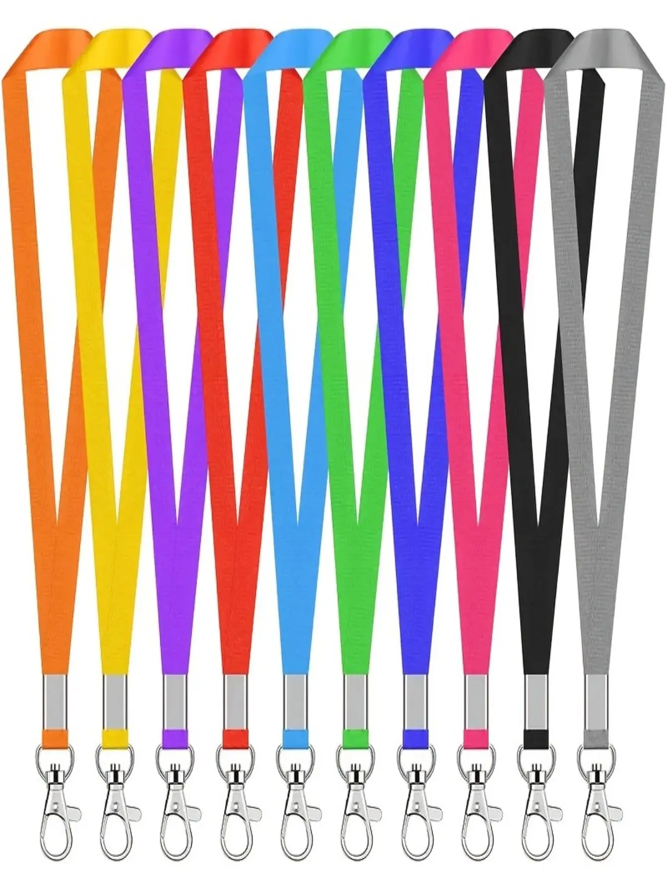 10 Stück langlebige Schlüsselbänder mit drehbarem Haken, flaches Halsdesign für Ausweishalter und Namensschilder – Detail 1