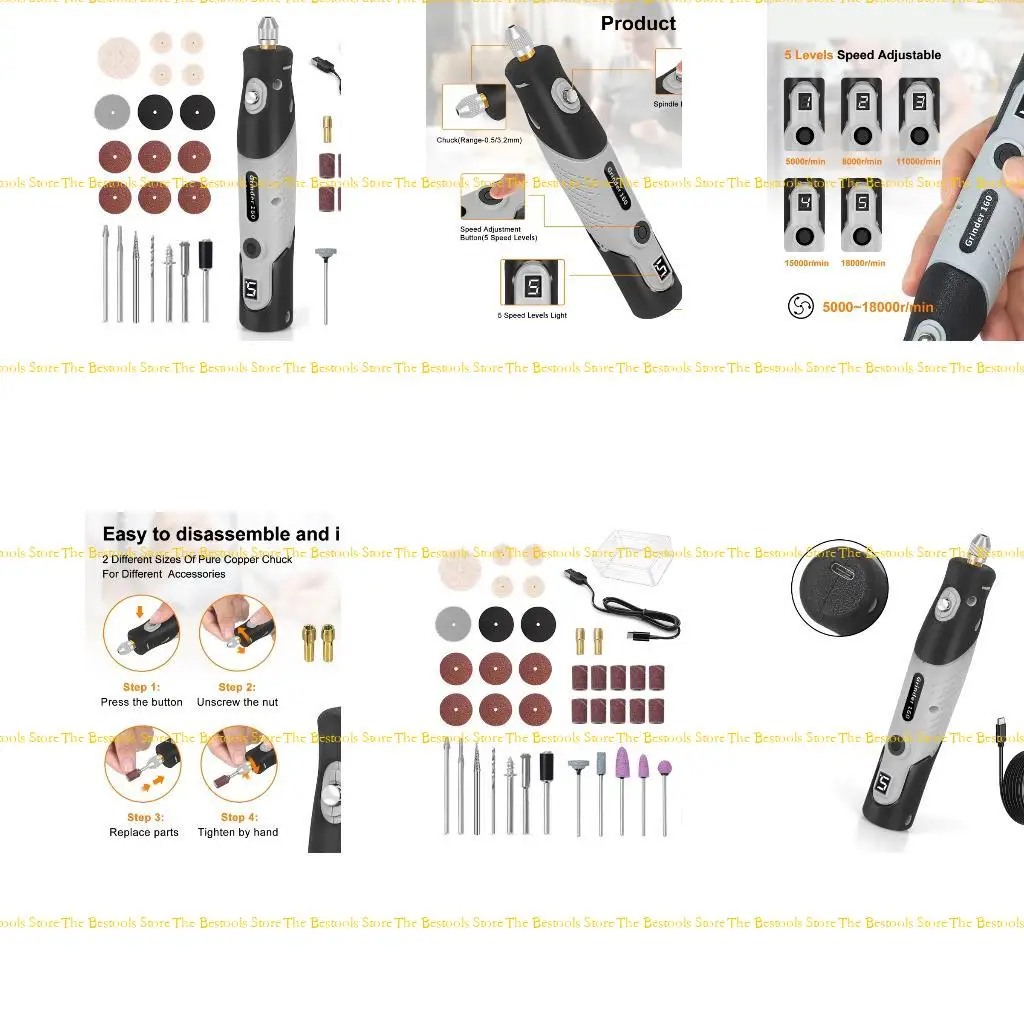 

12pf Многоцелевая мини -шлифовальная шлифовка 5 Регулируемая скорость беспроводной вращающийся инструмент для каменной резьбы