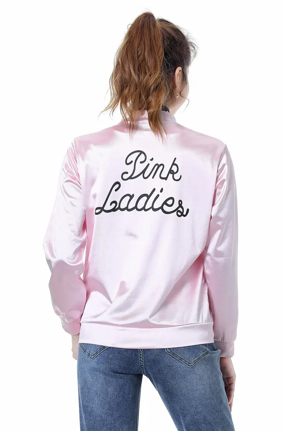 Smarować przebranie na karnawał różowe panie Gang Girl damskie kurtka dziecięca Retro fantazyjna kurtka cheerleaderka na Halloween karnawał ubiór imprezowy