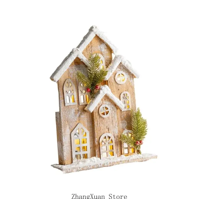 Beleuchtetes Miniatur-Schneehaus-Ornament mit weichem Licht zur Regalpräsentation, 3 x – Detail 7