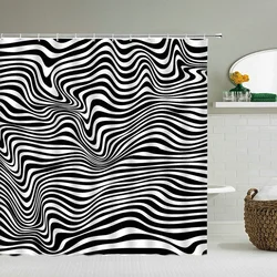 Black White Zebra Pattern Printed 3d Bath Curtains Waterproof Washable Bathroom Shower Curtain 180*180cm Screen With Hooks
