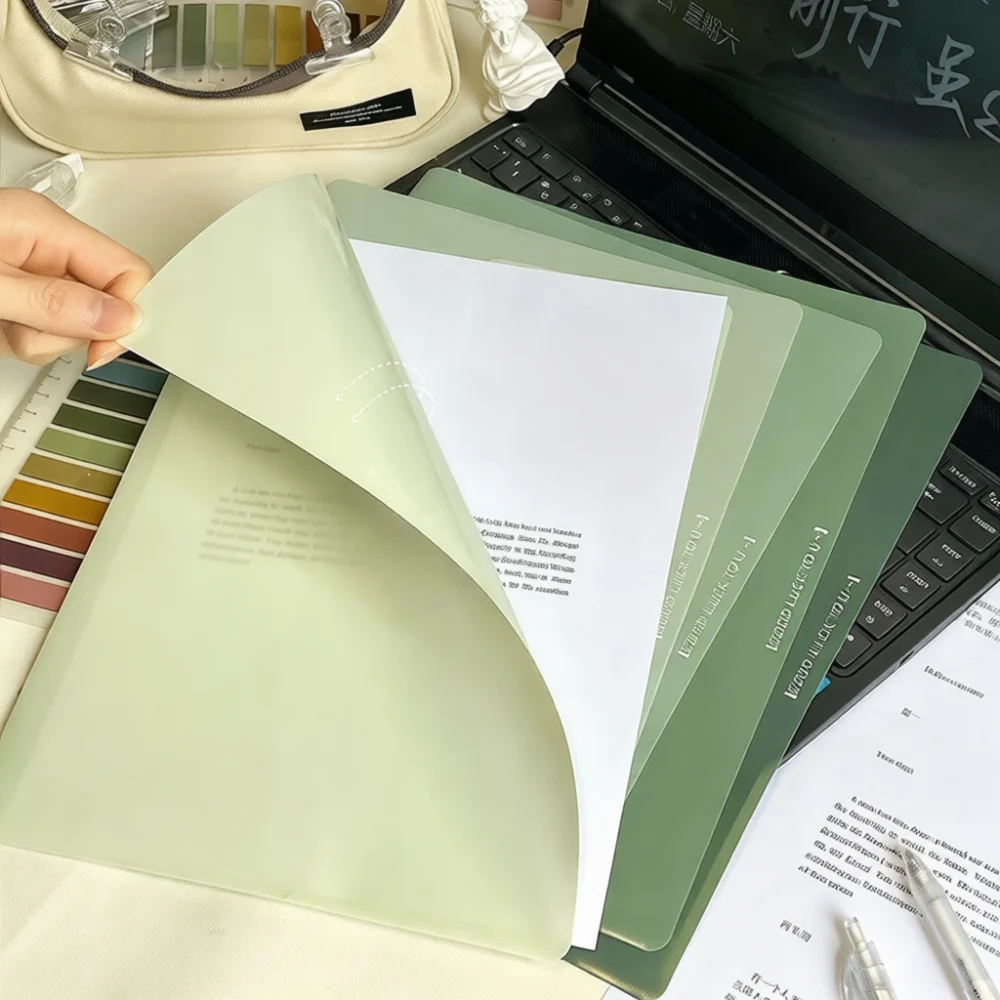 A4 Gradient File Organizer Thickened Plastic Portfolio Folder Document Storage Pocket For Student Exam Papers Office Use