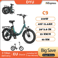 DYU C9 250W 20 inch folding commuter bike front fork suspension 48V 15.6Ah removable battery 25km/h maximum speed