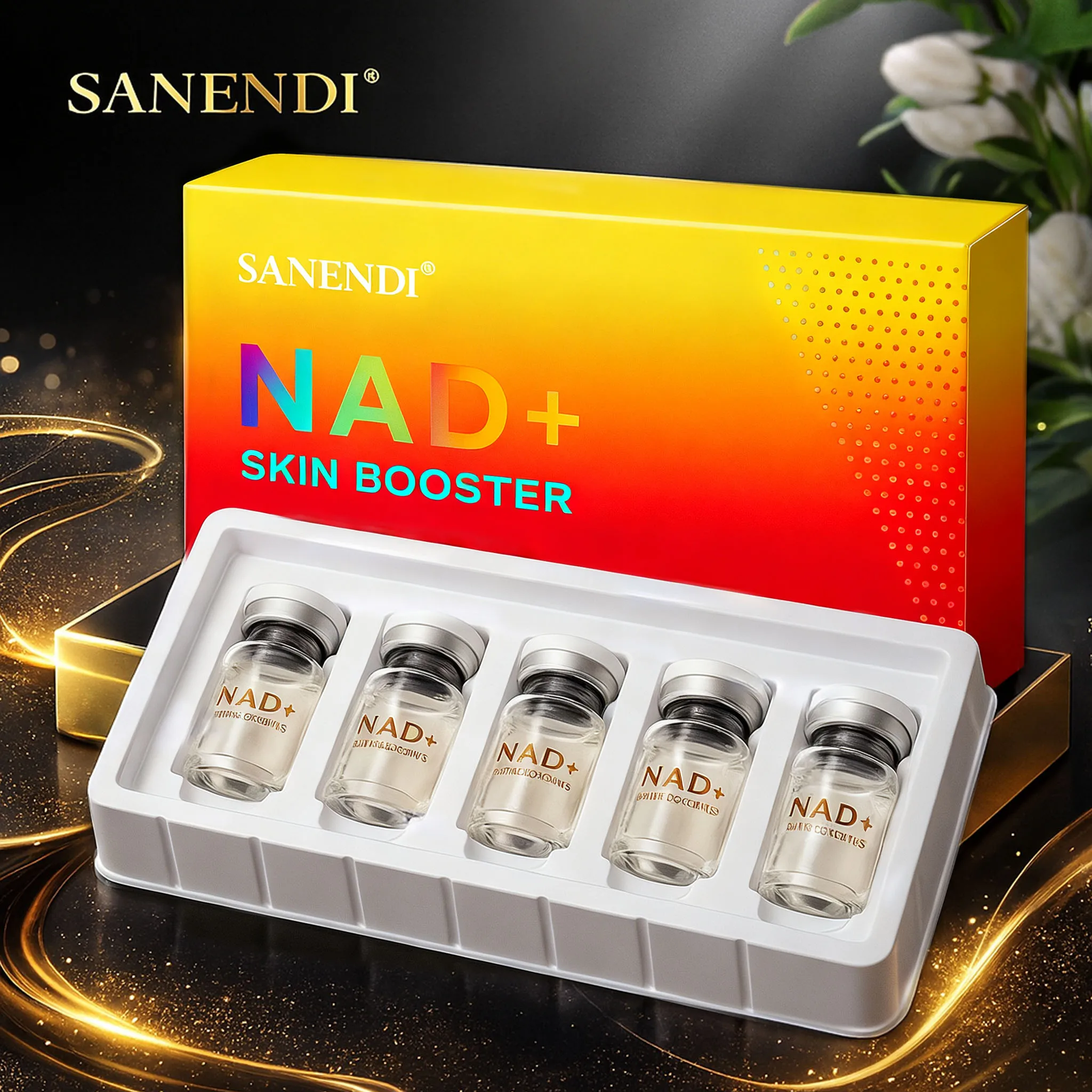 Sanendi NAD + Korea منتج العناية بالبشرة جوهر معقد للملمس الخفيف ومجموعة جوهر الرعاية اليومية ذات الملمس الشفاف قوارير 7 مل × 5