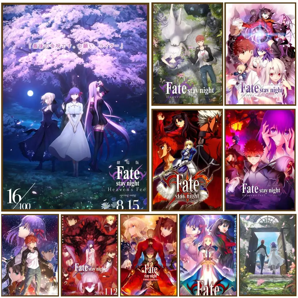 Fate Stay Night Anime Fantasy Poster Self-adhesive Living Room Bedroom Party Bar Decor Moisture-proof Fade-resistant HD