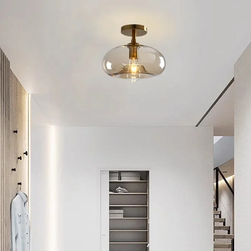 ‌Modern LED Glass Ceiling Light Minimalist Lighting for Cloakroom Balcony Bedroom Dining Room Hallway Indoor Ceiling Lamp