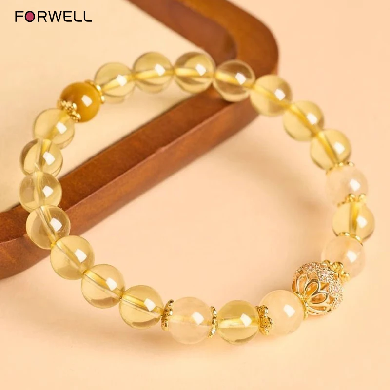 

FORWELL Natural Citrine Crystal Bracelet for Women Small Size High Quality Creative Jewelry Birthday Gift