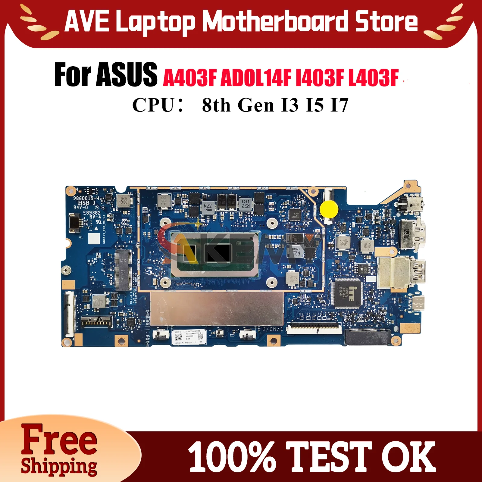 

X403FA Laptop Motherboard For ASUS VivoBook X403F L403F X403FAC A403F X403FA F403F I403F ADOL14F Mainboard With I3 I5 I7 CPU stk