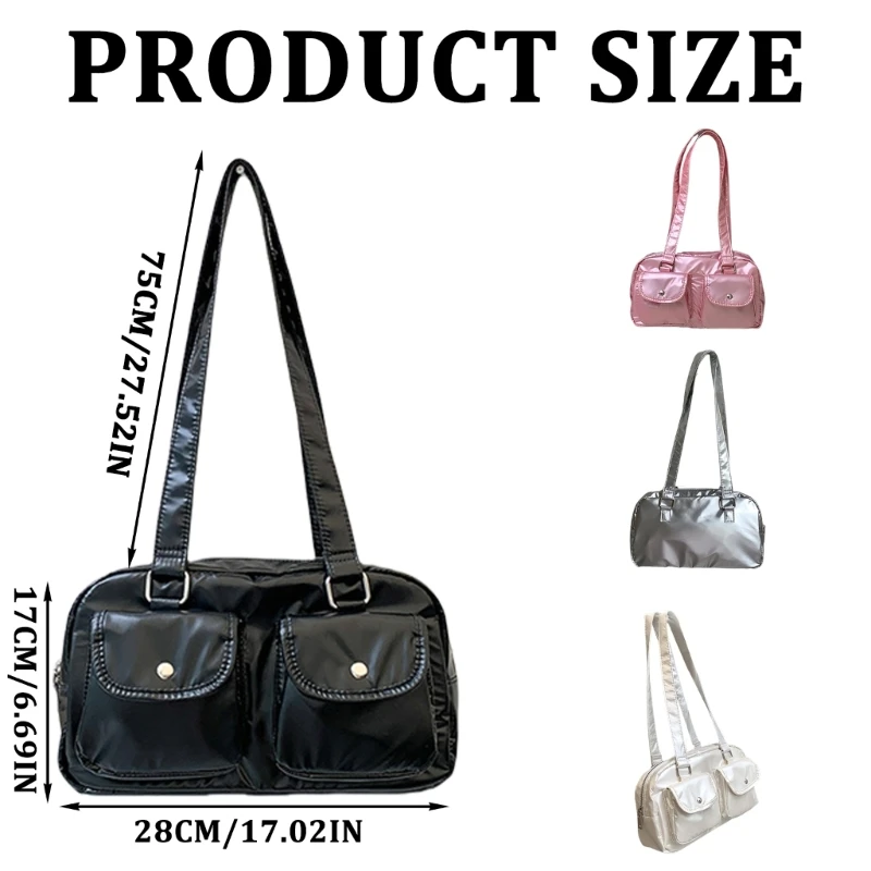 Bolso hombro cuero PU para mujer, bolso capacidad con múltiples bolsillos, bolso para axila estilo coreano,