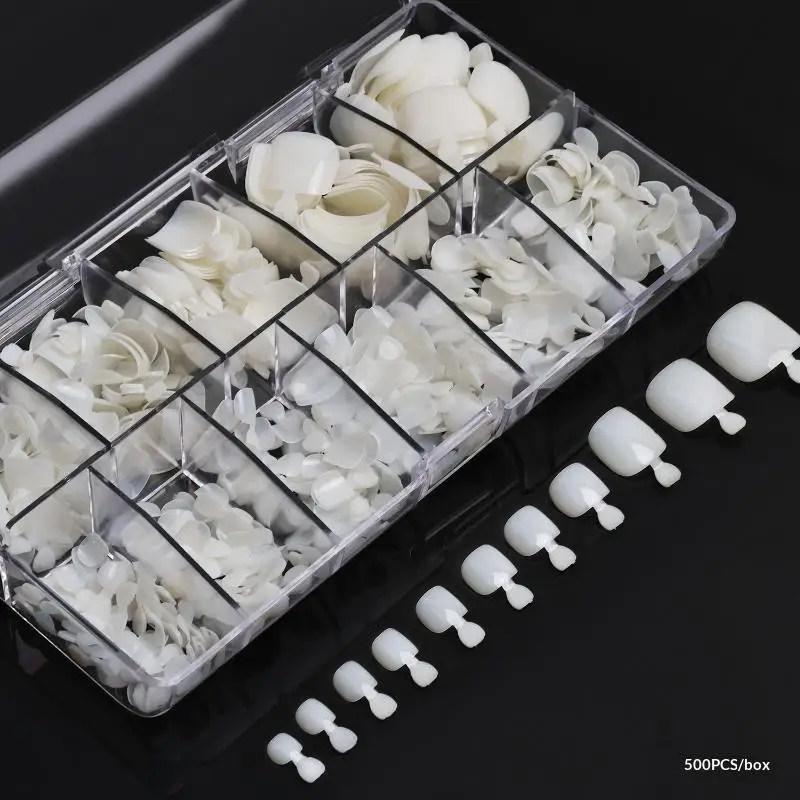 500PCS Full Coverage Plastic Feet False Nail Tips, 500 Pieces Of Artificial False Nail Tips In 11 Sizes Transparent Natural