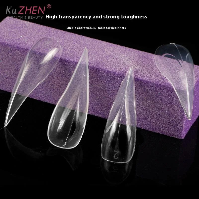 140 ชิ้น/กล่องสั้นโค้ง Stiletto เล็บแบบ Dual สําหรับเล็บ 3D Cat's Claw ประติมากรรมเล็บอะคริลิคเต็มรูปแบบแม่พิมพ์