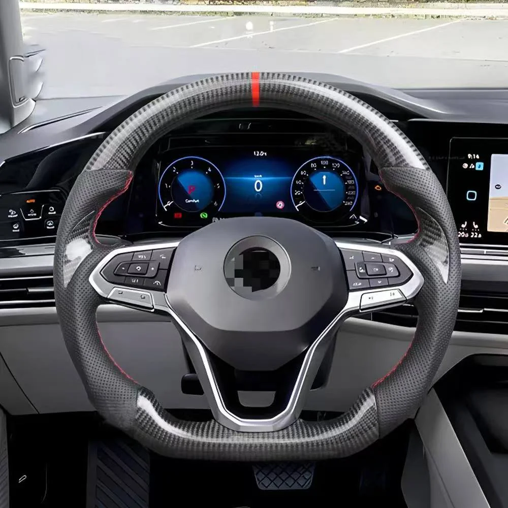 Picture 7: Carbon Fiber & Leather Performance Steering Wheel - Compatible with VW Golf 8 GTI/R Models