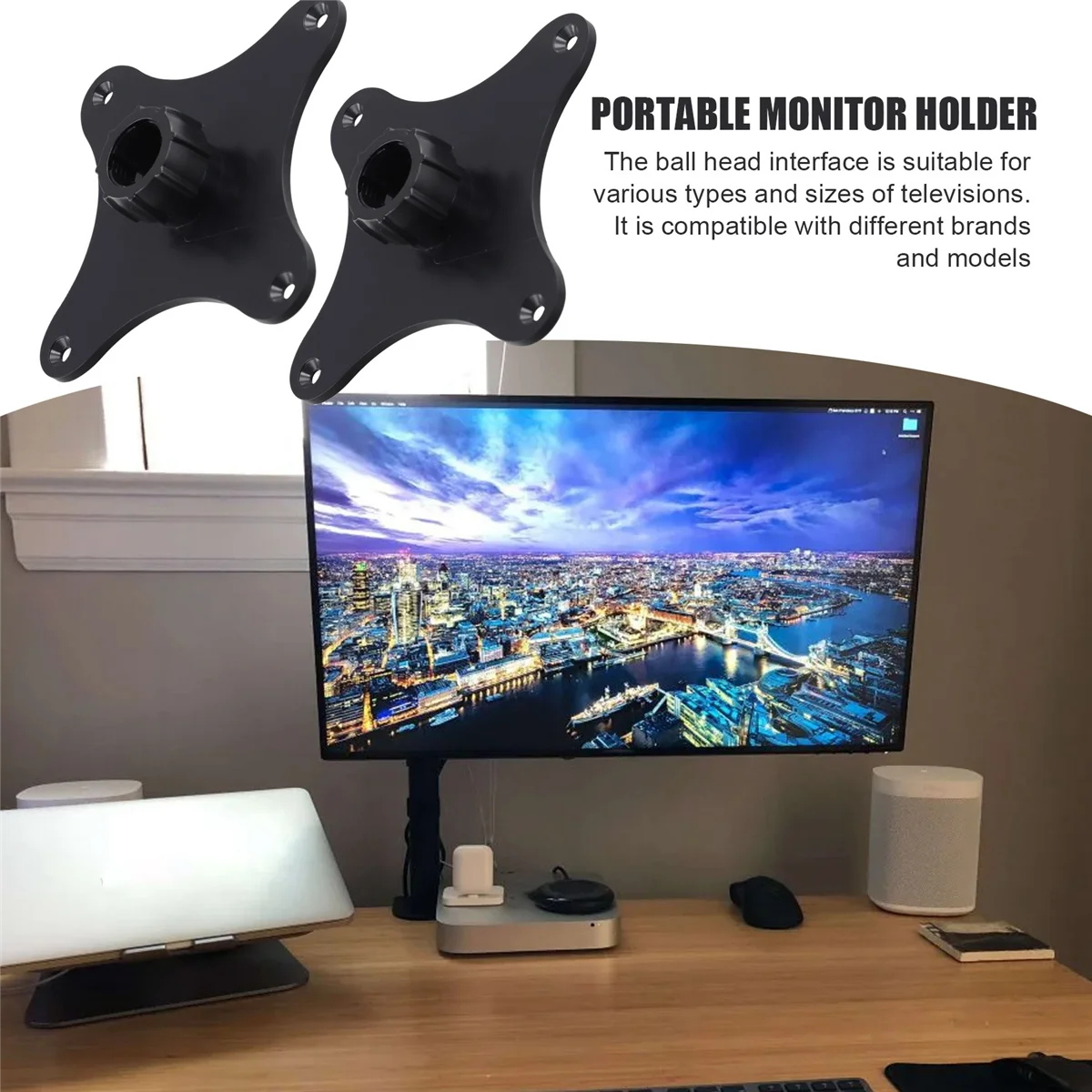 A88X Portable Monitor Bracket for Vesa 75 Hole Pitch to Cell Phone 17mm Ball Head Sub Screen Touch Monitor Bracket