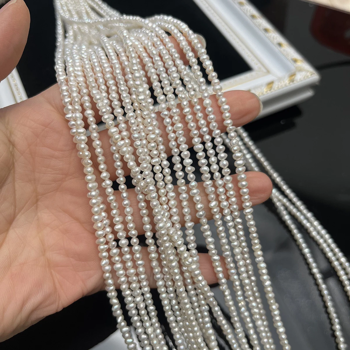 3-4mm 감자 모양 무광 천연 담수 진주 반제품 비즈, 쥬얼리 제작 DIY 목걸이 팔찌 액세서리용