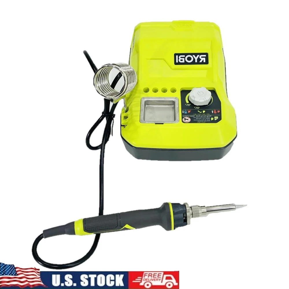 Hybrid Soldering Station Tool 18V Battery Cordless Temperature Control 900°F Iron Holder Fine Point Tip Chisel Tip Cleaning