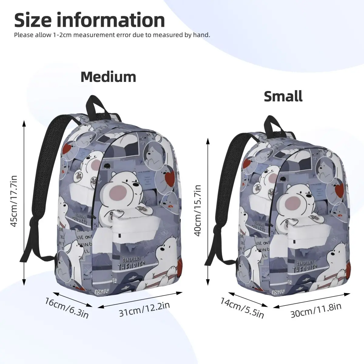 Plecak Miśki Trzy Bracia dla Kobiet i Mężczyzn, Plecak Codzienny Studencki do Pracy, Paski z Myszką       Torby płócienne na laptopa na prezent