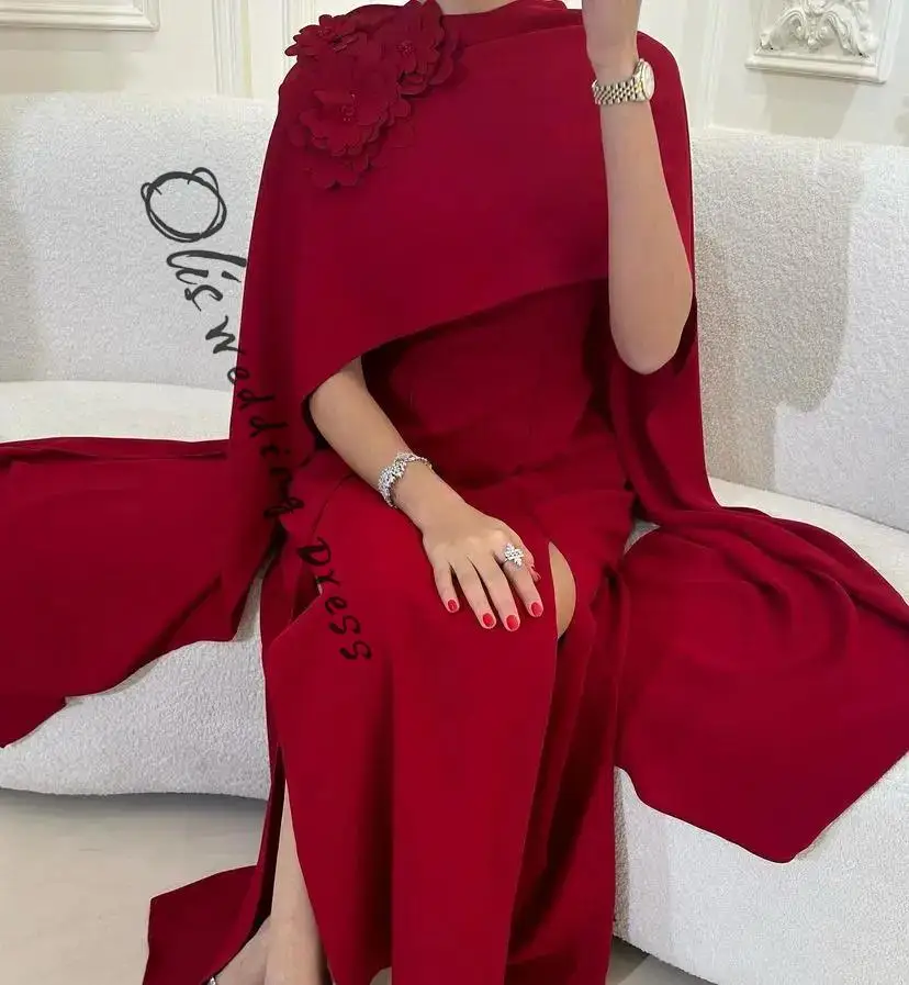 

Элегантные темно-красные платья для выпускного вечера, длиной до пола, с плиссировкой, цветочным декором, разрезом сбоку, застежкой-молнией сзади, вечерние платья для торжеств