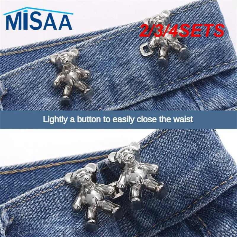 2/3/4SETS Detachable Metal Buttons Unique Bear Design Easy To Use Cartoon Fashion Pants Clip 2 Specifications