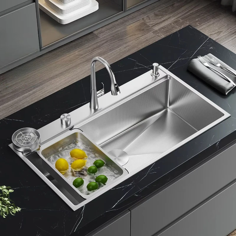 Large Single Slot Thickened Stainless Steel Vegetable Basin Primary Color Sink