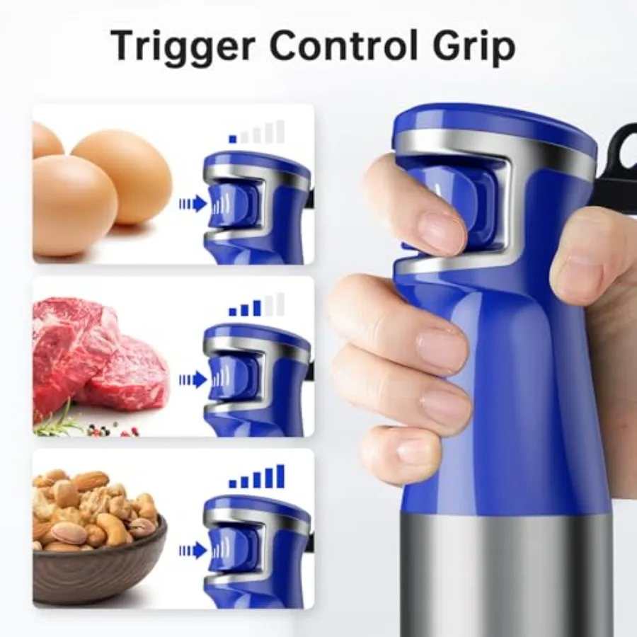Immersion Blender Handheld Corded Hand Blenders Set 1100W Trigger Variable Speed 5 in 1 Stick Emulsifier with Chopper Whisk and