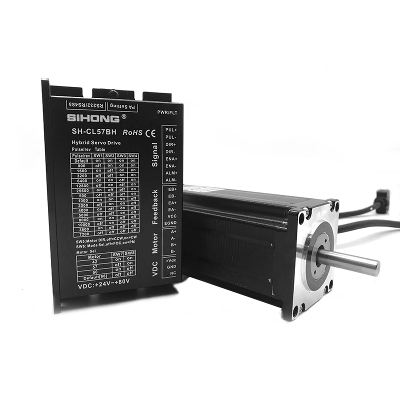 Siheng Factory Alto Torque 3NM 57mm Híbrido Bifásico Nema23 Kit de Motor paso a paso de circuito cerrado 36VDC Controlador CNC