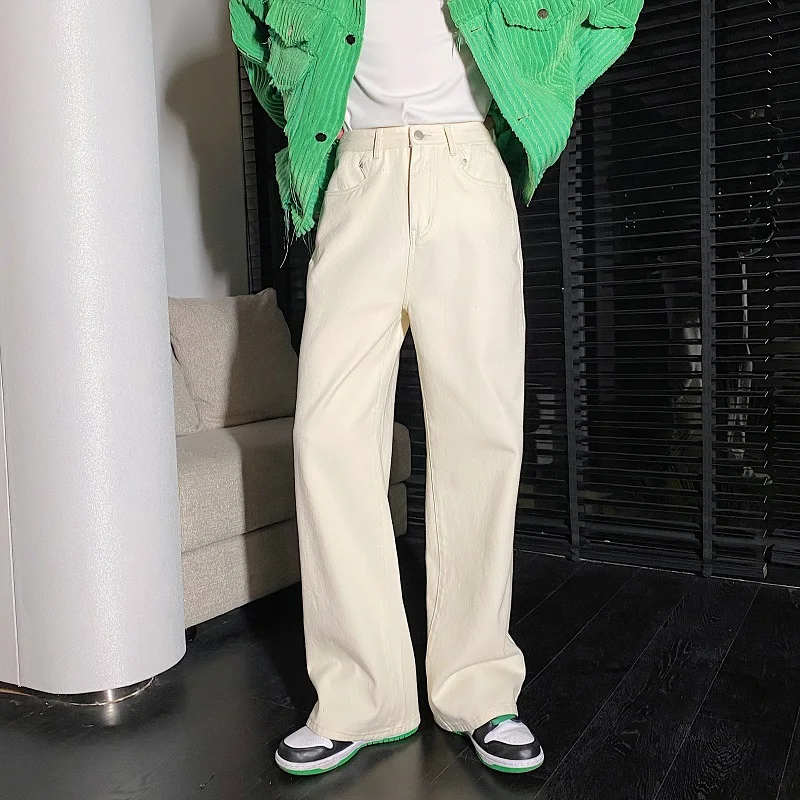 

Новые весенние мужские джинсы прямого кроя свободного покроя, простые, высококачественные, в корейском ретро-стиле, повседневные, широкие, длинные, модные