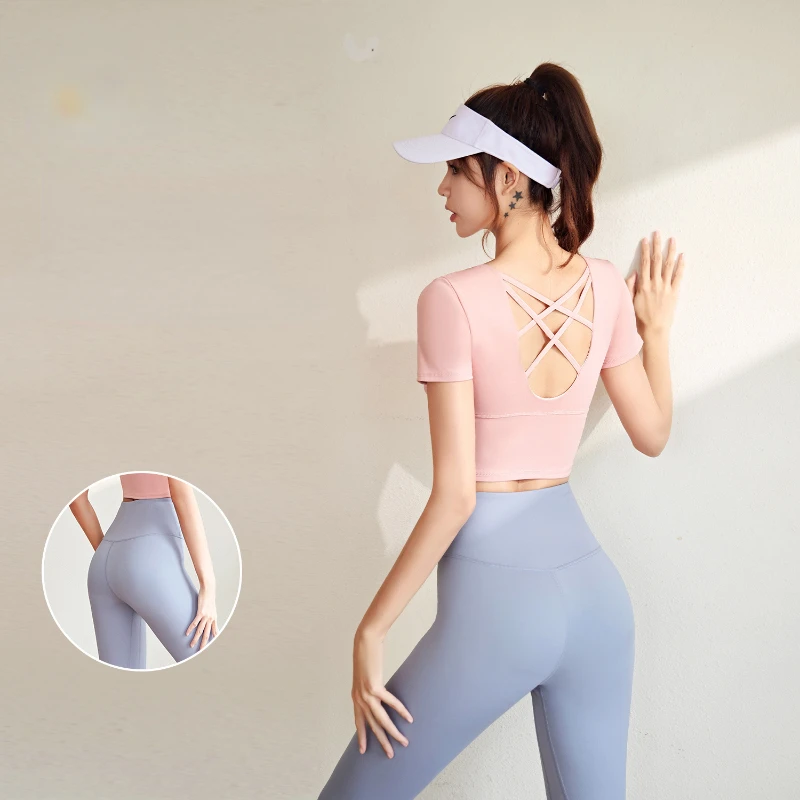 

Sports Beauty Back Yoga Suit Slim Sports Jacket Female Naked with Chest Pad Girls Clothes Quick-drying Yoga Suit Female