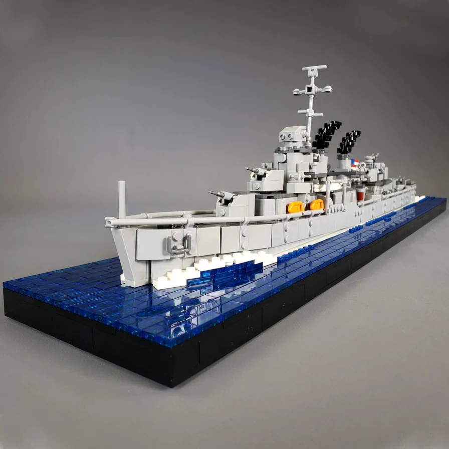 Gobricks MOC WW2 US.Military Bismarck Battleship Cruiser Building Blocks Model Military Battleship Cruiser Bricks Toys Kids Gift