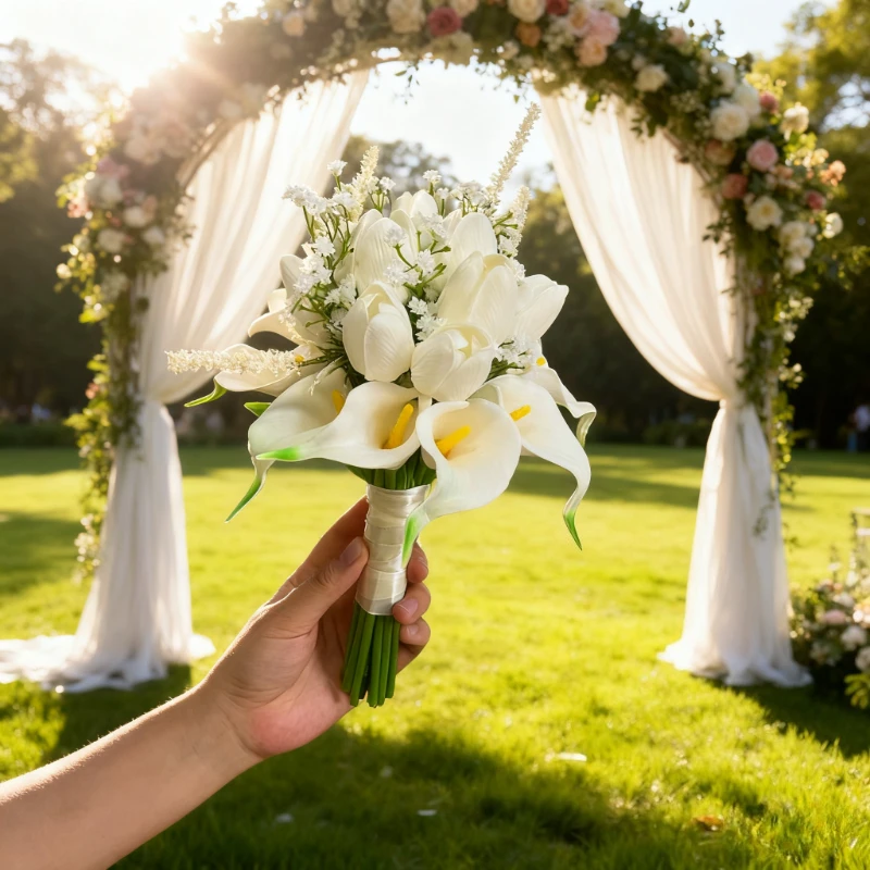 White Calla Simulation Flower Wedding Photography Bouquet Bride Holding Flower Marriage Photo Props Wedding Valentine's Day Gift