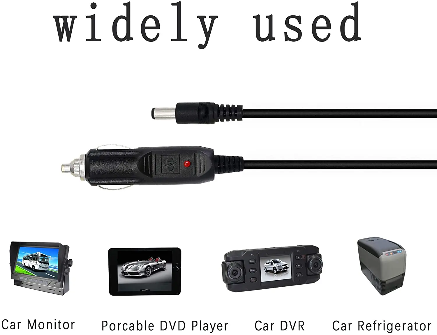 12V 10A DC ładowarka samochodowa Auto zasilacz 18AWG kabel, DC 5.5mm x 2.5mm do zapalniczka samochodowa wtyk męski zapalniczka samochodowa — zdjęcie produktu 5