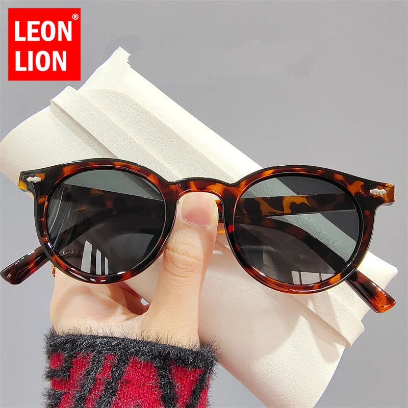 

LeonLion 2023 Retro Round Sunglasses Women Brand Designer Glasses Women/Men Small Sun Glasses Ladies Black Yellow Eyewear UV400