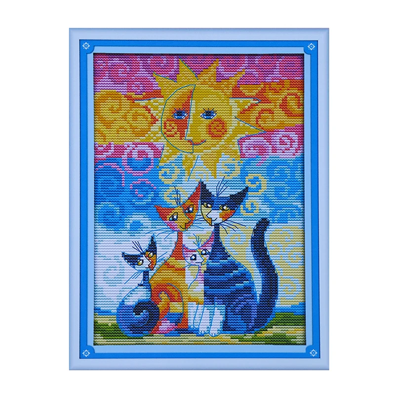 Set for embroidery stitch 14CT Cats under the sun DIY Needlework DMC Cross Stitch Kits for Embroidery Knitting Needles Crafts