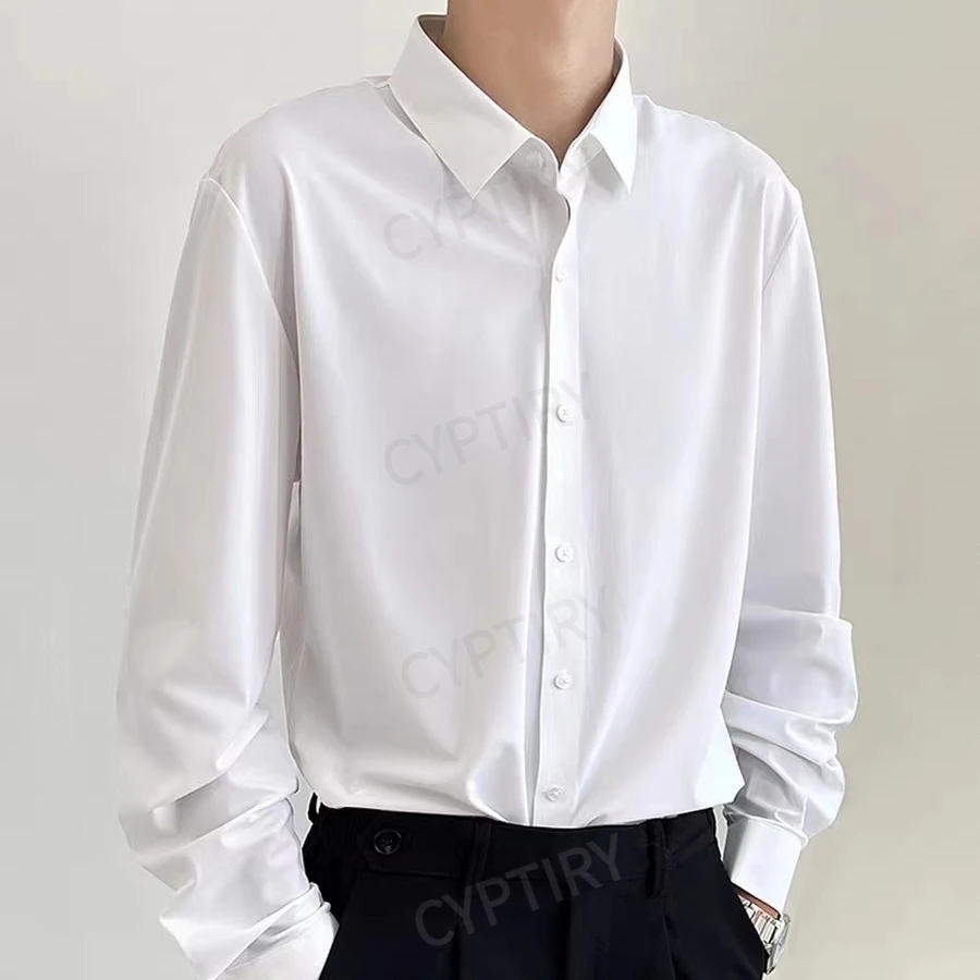 

Solid Color Versatile Long Dleeved Men's Shirt Light Luxury Business Casual Quick Drying Slim Fit High-end Professional Shirt