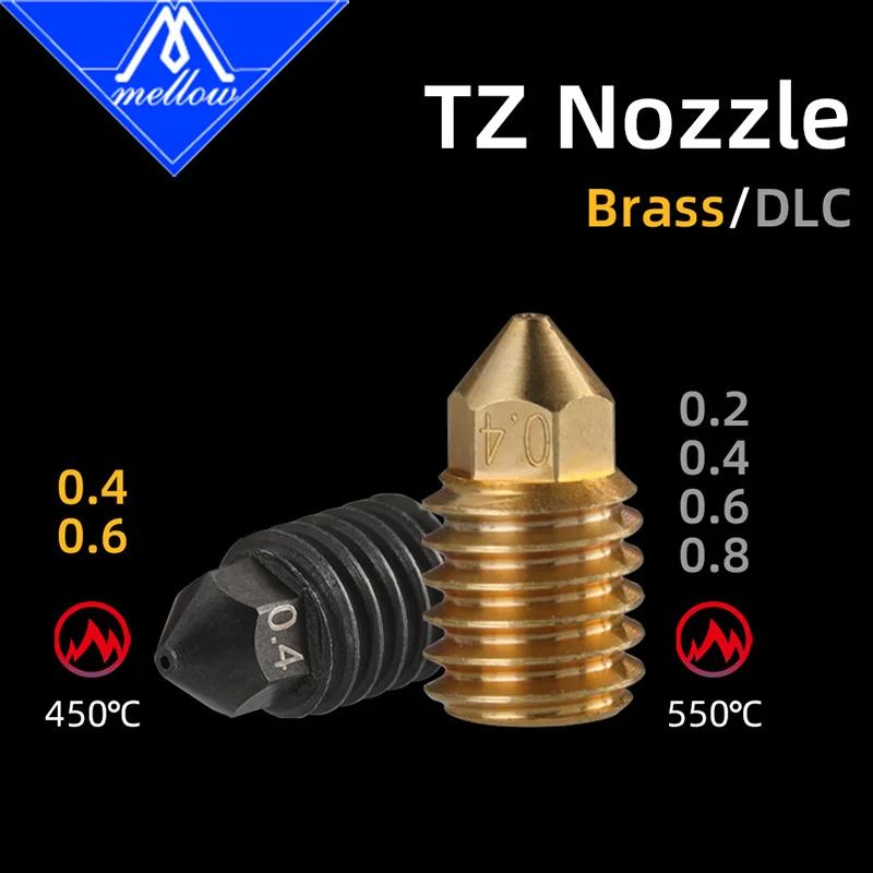 Mellow Top Quality Hardened Steel NF TZ Nozzles for Printing PEI PEEK or Carbon Fiber Filament for TZ TZ2.0 HOTEND