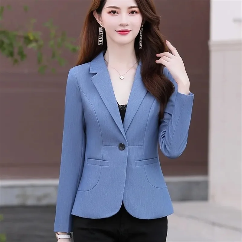 High-quality Female Blazers Suit Jacket Spring Autumn Single Buckle Slim Office Ladies Outwear Temperament Elegant Women Blazer