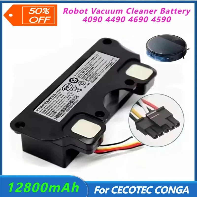 

New 14.4V 12800mAh Replacement Li-Ion Battery for CECOTEC CONGA 4090 4490 4690 4590 Mopping Robot Battery Pack