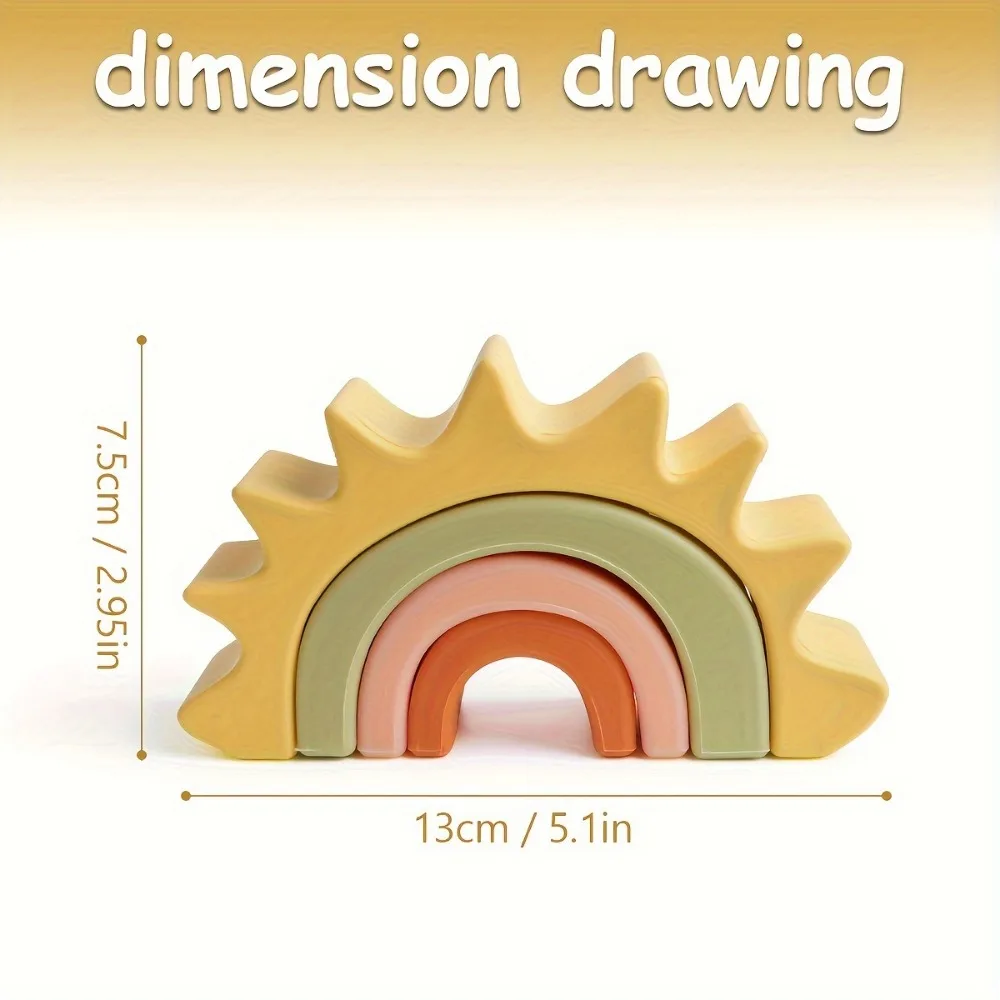Baby Siliconen Stapelen Speelgoed, Tunnel Stapelen Blok Set, Veilig, Geschikt Voor 0-3 Jaar Oude Kinderen, Perfect Voor Vakantie Geschenken