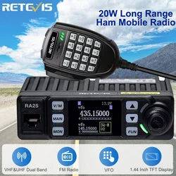 Retevis-Dual Band Car Walkie Talkie, radioamador móvel, GMRS, 20W de longo alcance, 500, 30CH, VFO, FM, camionista amador, RA25