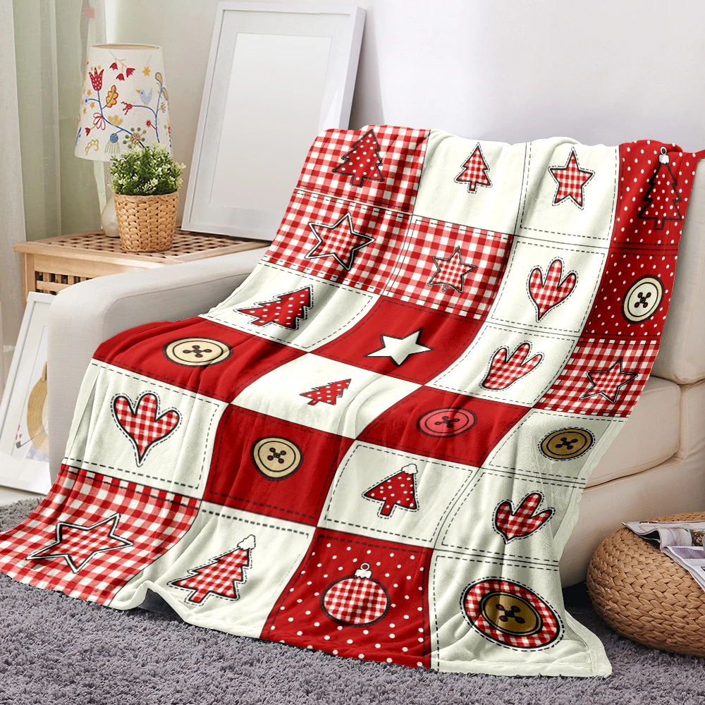 1PC Christmas Plaid Patchwork Print Blanket — Made of soft, comfortable flannel, perfect for sofas, beds, or loungers. It is a c