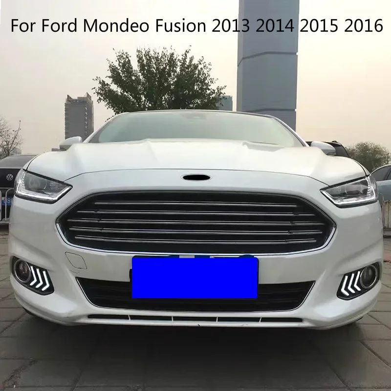 For Ford Mondeo Fusion 2013 2014 2015 2016 With Turning Yellow Signal Relay Waterproof Car DRL 12V LED Daytime Running Light