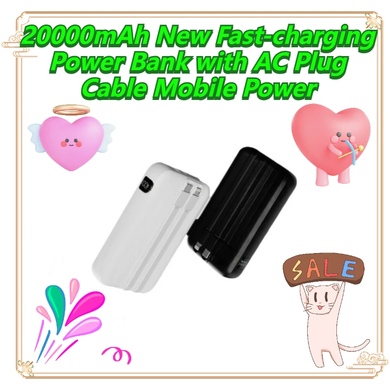 

20000mAh New Fast-charging Power Bank with AC Plug Cable Mobile Power